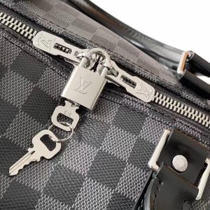 fdb9471c19bab6b3187d05ced8d36fbd KEEPALL BANDOULIÈRE 45 IN BLACK DAMIER GRAPHITE CANVAS
