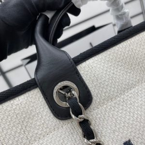 CC Deauville Tweed Bag Black Leather Silver Hardware 16