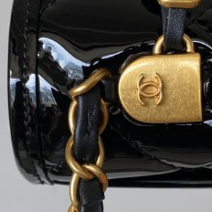 CC 2025 Medium Flap Bag Black Patent Calfskin