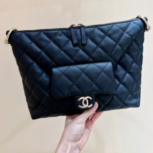 CC 23B Maxi Hobo 29.5cm Black Cowhide Light GHW