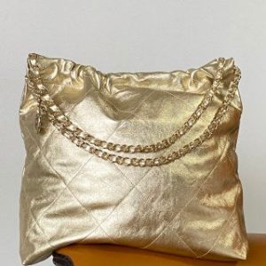 CC Medium Hobo Bag 42 Metallic Gold Calfskin