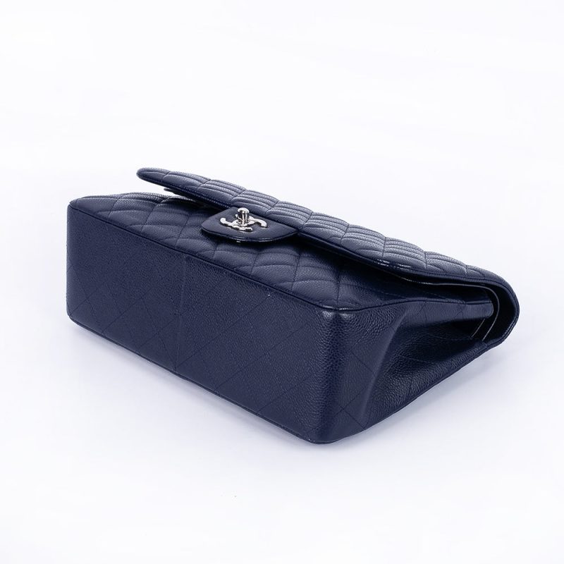 img-4307 CC Classic Jumbo Navy Blue Lambskin Silver Hardware