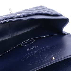 img-4310 CC Classic Jumbo Navy Blue Lambskin Silver Hardware