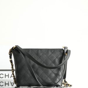 Chanel 25s Hobo Backpack Small Black Calfskin 340195