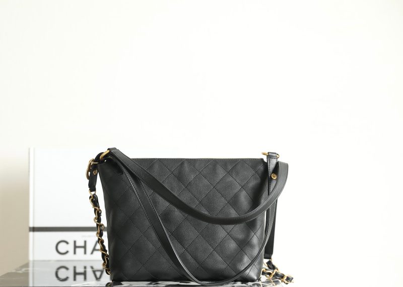Chanel 25s Hobo Backpack Small Black Calfskin 340195