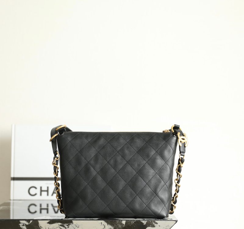 Chanel 25s Hobo Backpack Small Black Calfskin 340195