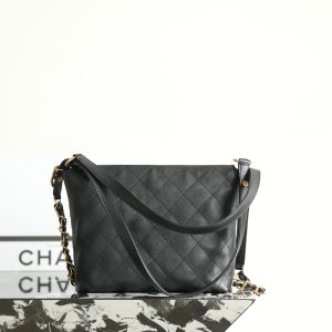 Chanel 25s Hobo Backpack Small Black Calfskin 340195
