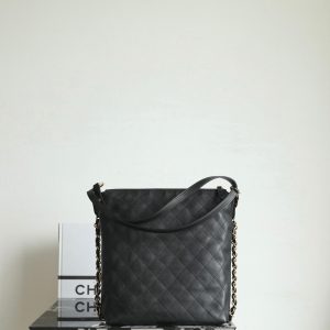 Chanel Hobo Backpack Max Large Black Calfskin