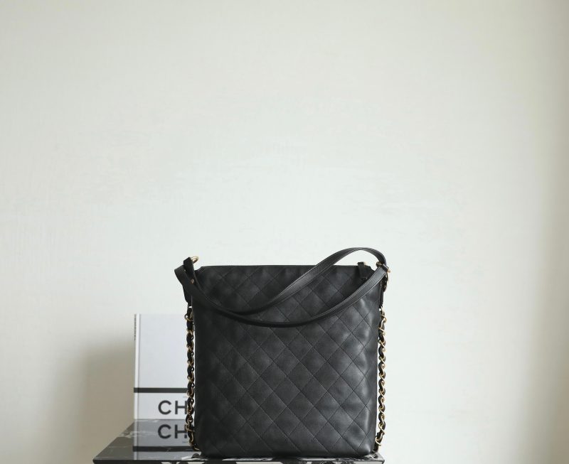 Chanel Hobo Backpack Max Large Black Calfskin