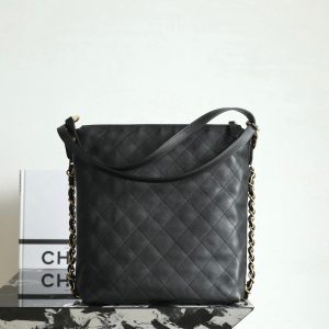 Chanel Hobo Backpack Max Large Black Calfskin