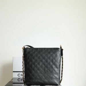 Chanel Hobo Backpack Max Large Black Calfskin