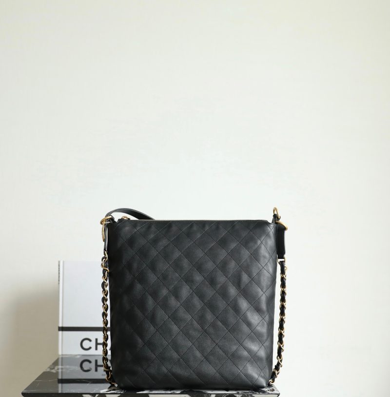 Chanel Hobo Backpack Max Large Black Calfskin
