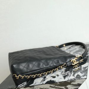 Chanel Hobo Backpack Max Large Black Calfskin
