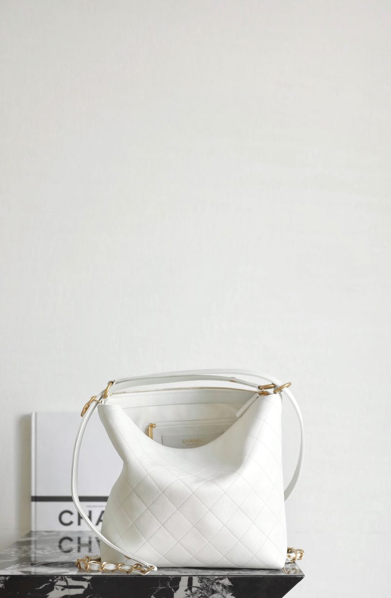 Chanel 25s Hobo Medium Backpack White Calfskin 340203
