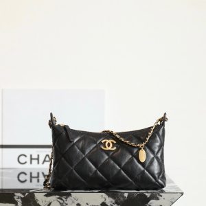 CC 2025 Hobo Dumpling Bag 26cm Black Calfskin 343720