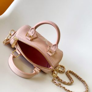 LV Nano Speedy Bag 16 cm Pink White Embossed cowhide GHW