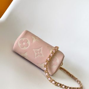 LV Nano Speedy Bag 16 cm Pink White Embossed cowhide GHW