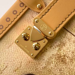 LV M12480 Side Trunk MM Beige Canvas & Cowhide