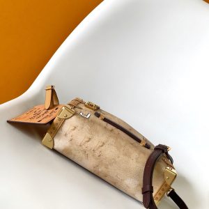 LV M12480 Side Trunk MM Beige Canvas & Cowhide