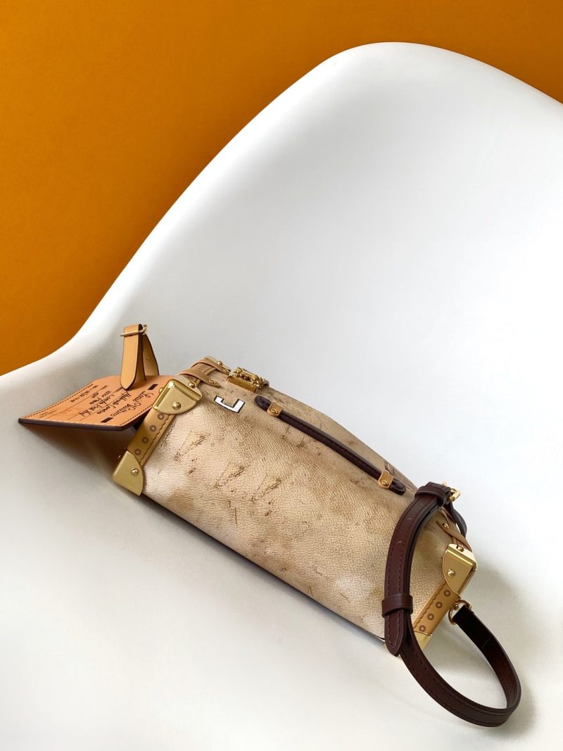 LV M12480 Side Trunk MM Beige Canvas & Cowhide