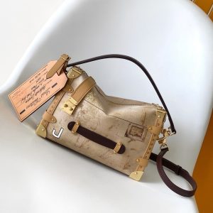 LV M12480 Side Trunk MM Beige Canvas & Cowhide