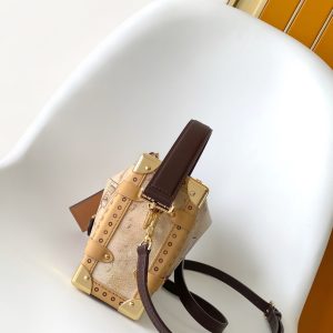 LV M12480 Side Trunk MM Beige Canvas & Cowhide