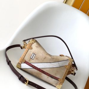LV M12480 Side Trunk MM Beige Canvas & Cowhide