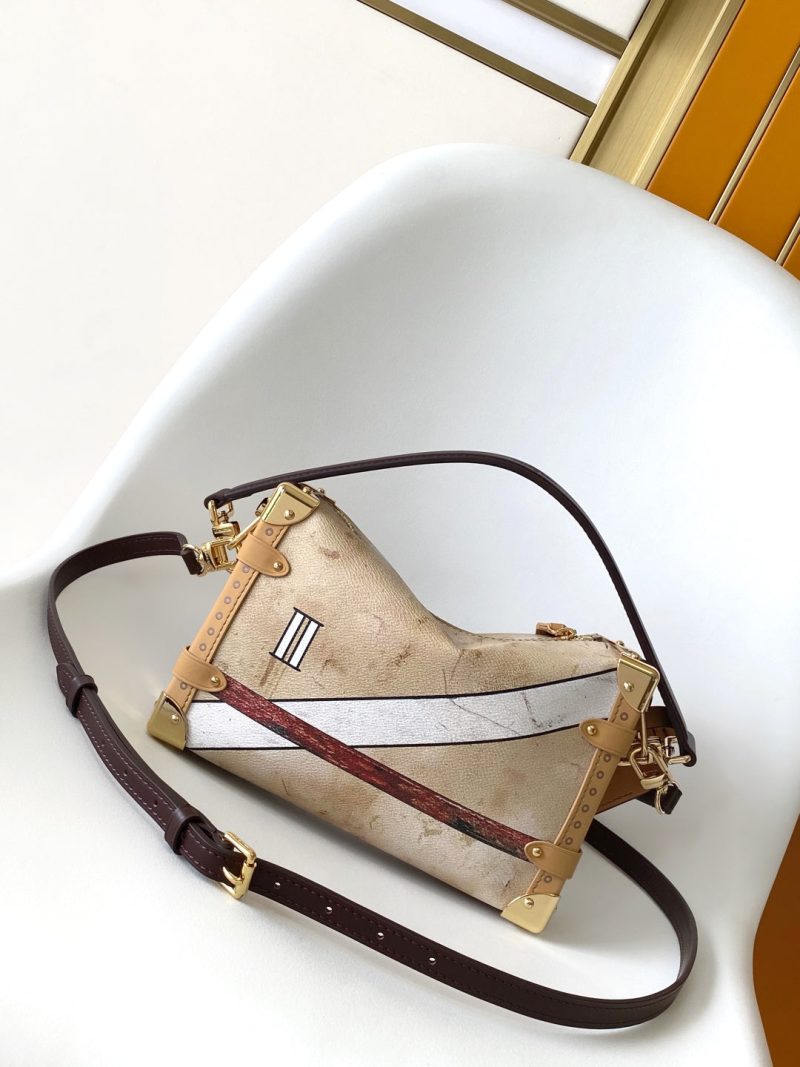 LV M12480 Side Trunk MM Beige Canvas & Cowhide