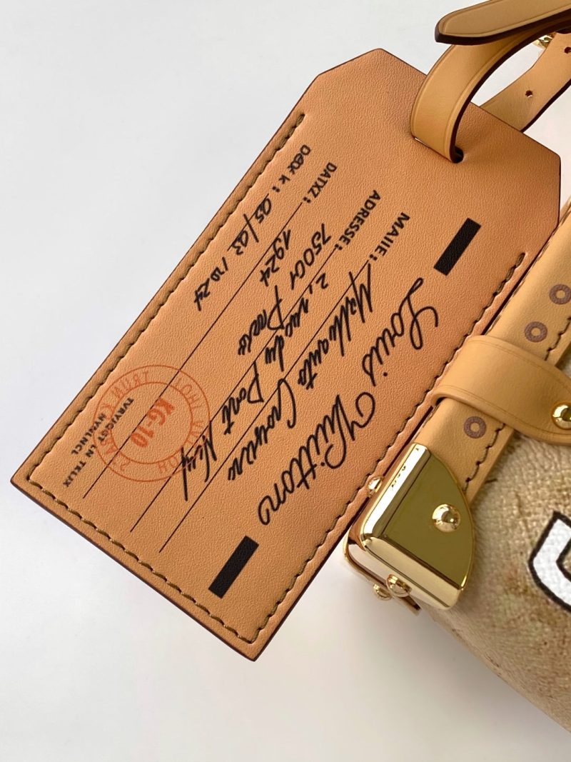 LV M12480 Side Trunk MM Beige Canvas & Cowhide