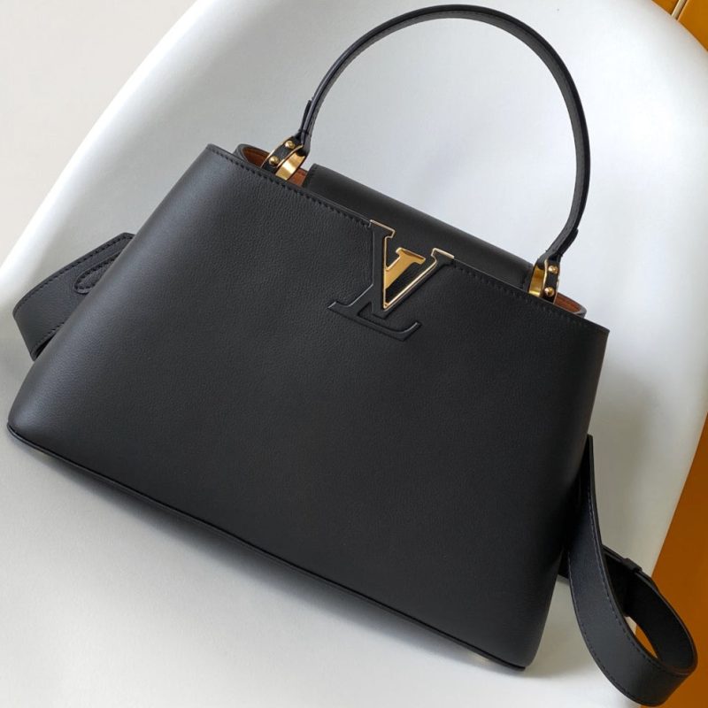 CAPUCINES GM 33CM BLACK GOLD TAURILLON LEATHER 252021