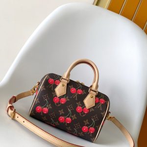 LV x TM Speedy Bandoulière 20cm Brown Monogram Cherry Canvas Cowhide GHW