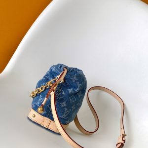 LV Nano Noé Bag Blue Beige Frabic Leather 251719