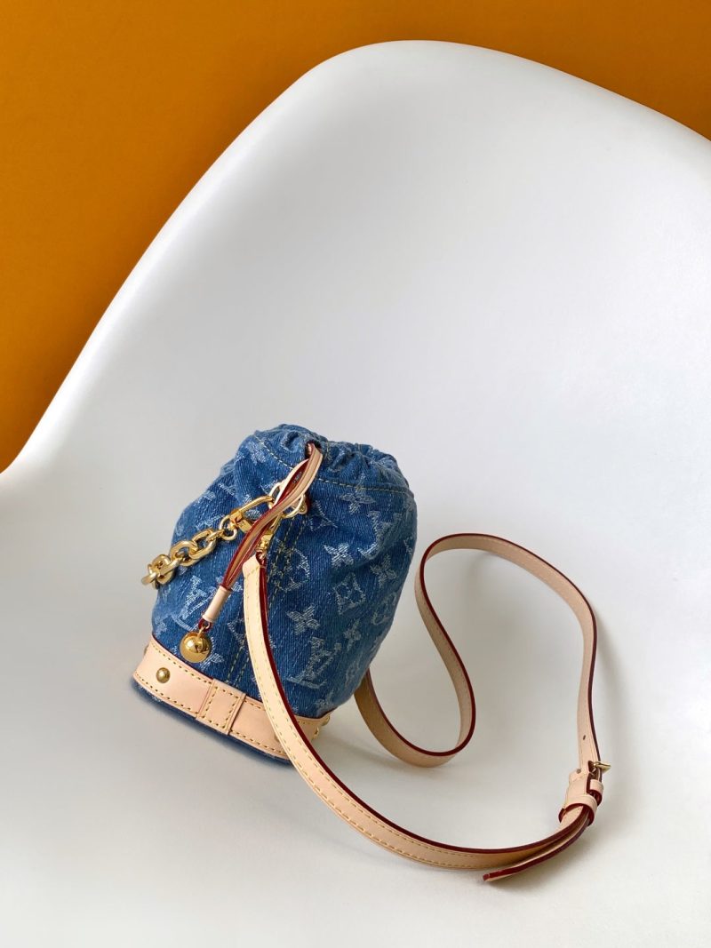 LV Nano Noé Bag Blue Beige Frabic Leather 251719