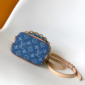 LV Nano Noé Bag Blue Beige Frabic Leather 251719