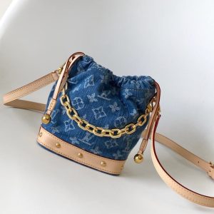 LV Nano Noé Bag Blue Beige Frabic Leather 251719