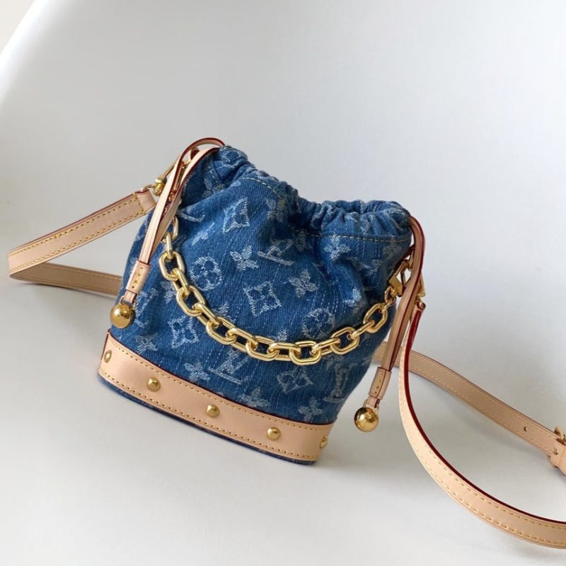 LV Nano Noé Bag Blue Beige Frabic Leather 251719