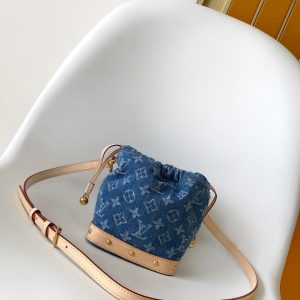 LV Nano Noé Bag Blue Beige Frabic Leather 251719