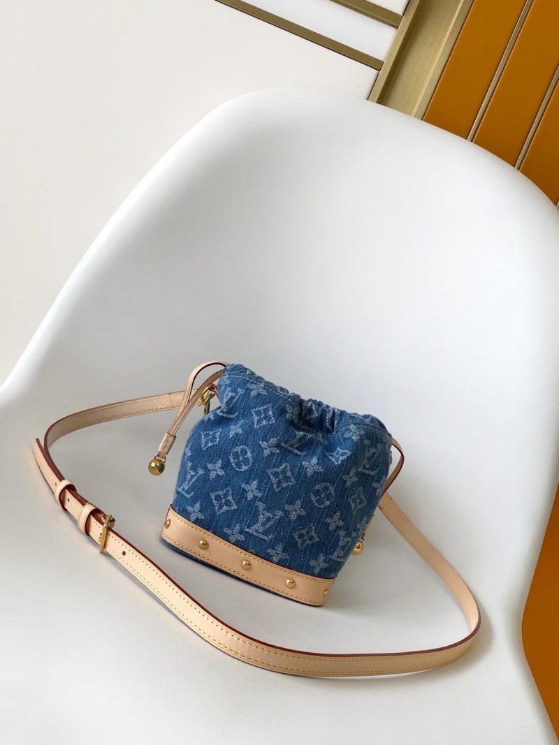 LV Nano Noé Bag Blue Beige Frabic Leather 251719