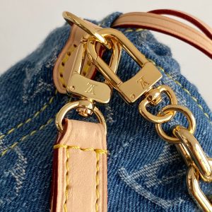 LV Nano Noé Bag Blue Beige Frabic Leather 251719