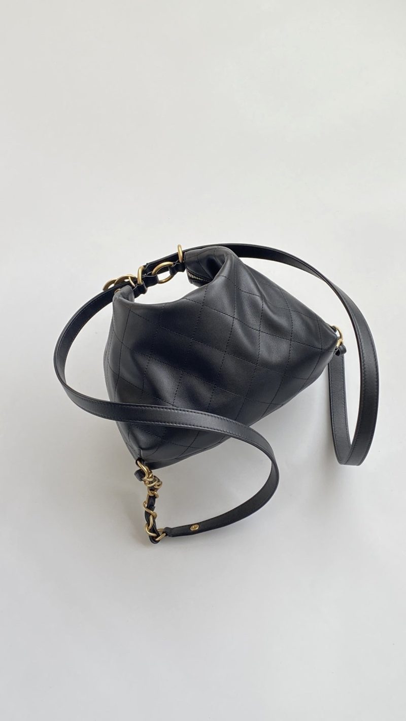 Chanel 25 Hobo Backpack Black Soft Calfskin