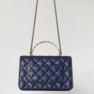CC handle bag 19 dark blue caviar
