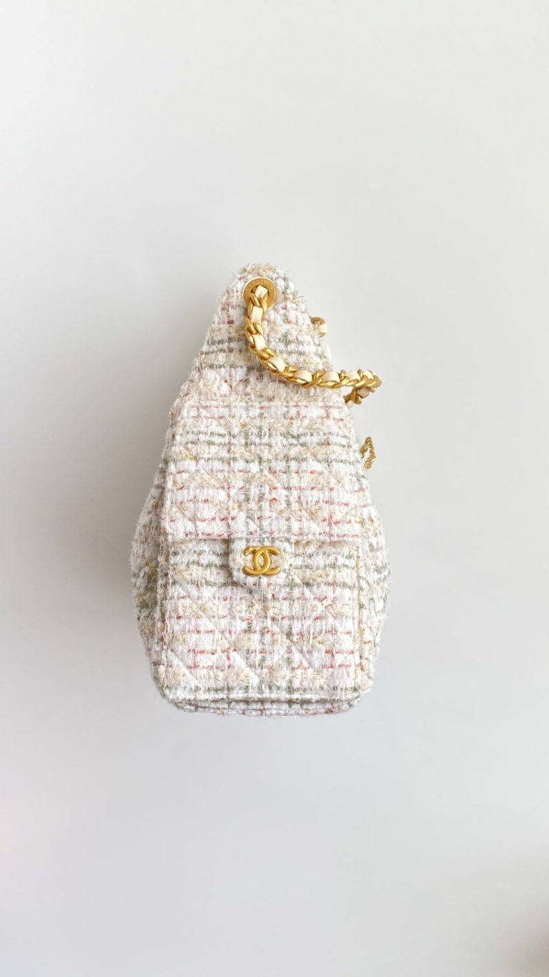 CC 25 hobo bag 30 ivory white pink tweed
