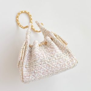 CC 25 hobo bag 30 ivory white pink tweed