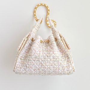 CC 25 hobo bag 30 ivory white pink tweed