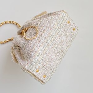 CC 25 hobo bag 30 ivory white pink tweed