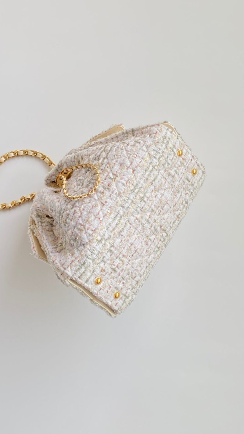 CC 25 hobo bag 30 ivory white pink tweed