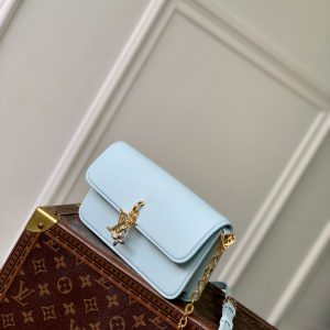 Wallet On Chain LV Bloom 20cm Blue Calfskin 250361