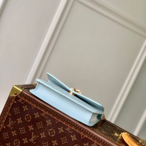 Wallet On Chain LV Bloom 20cm Blue Calfskin 250361