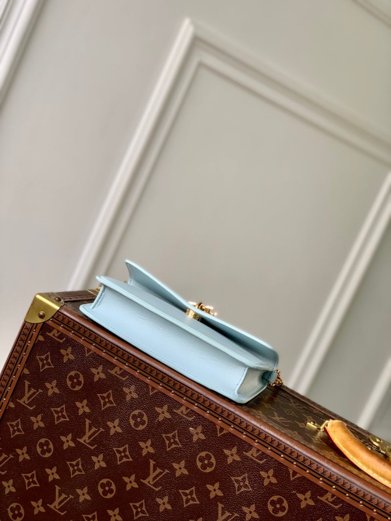 Wallet On Chain LV Bloom 20cm Blue Calfskin 250361