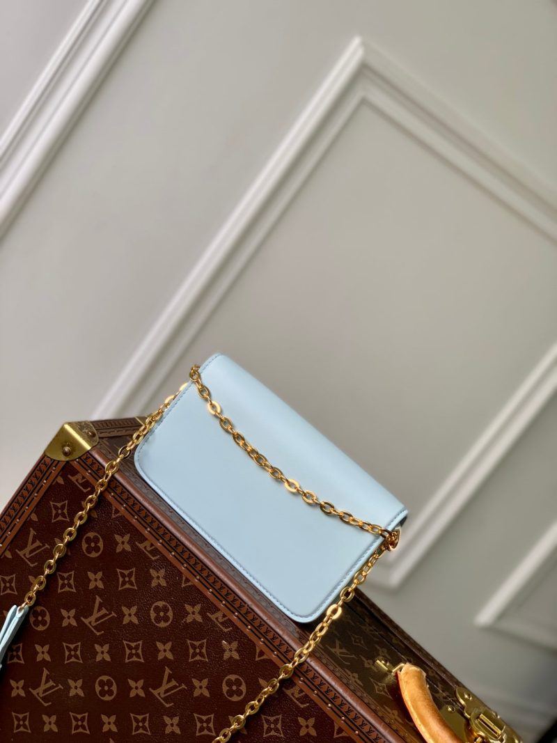 Wallet On Chain LV Bloom 20cm Blue Calfskin 250361